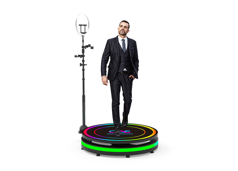 LED Fill Lights Camera Booth 360 115cm Spinning Picture Booth With Multi Color