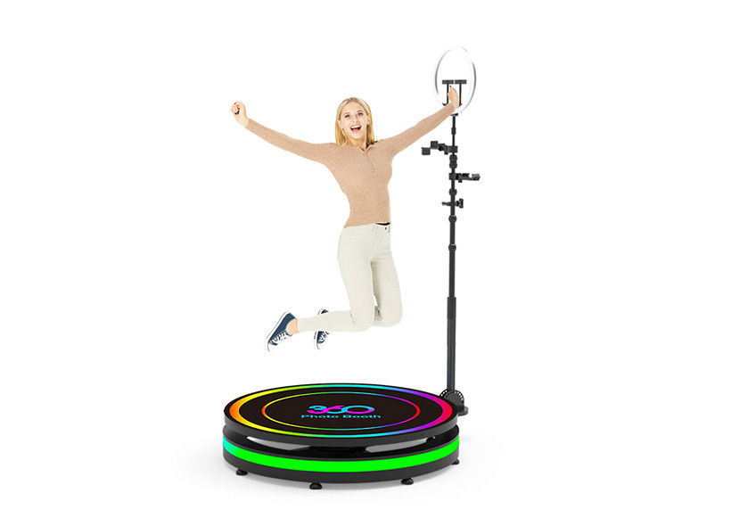LED Fill Lights Camera Booth 360 115cm Spinning Picture Booth With Multi Color