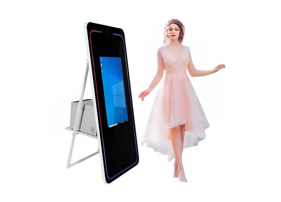 Party Photo Booth Shell Mirror Selfie Touch Screen Photo Booth With Ring Light Camera And Printer