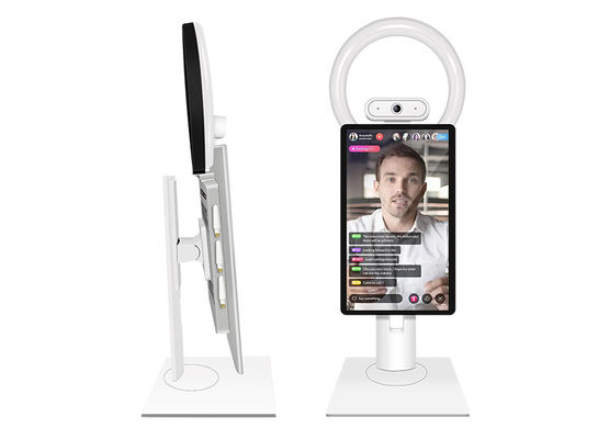 White Android 11 Live Stream Machine Set With Beauty Light And Camera